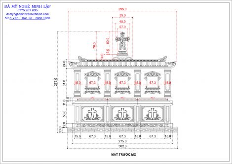 Bản vẽ mộ 3 đá công giáo