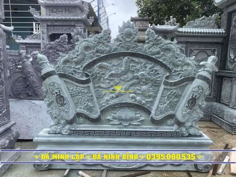 Mẫu Cuốn Thư Đá Xanh Rêu Rồng Cuốn Thủy Không Cột Đèn Đẹp CT2
