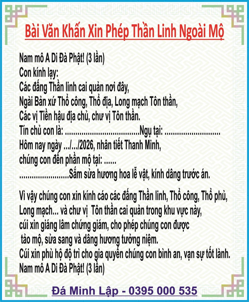 bài văn khấn thần linh ngoài mộ thanh minh 2026 bài văn khấn thần linh ngoài mộ thanh minh 2026
