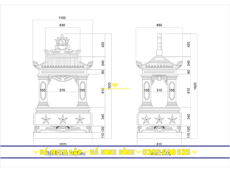 bản vẽ thiết kế chi tiết hóa vàng mã, lư hóa vàng chuẩn phong thủy
