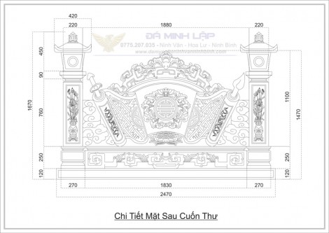 Bản Vẽ Cuốn Thư Đá BVCT13