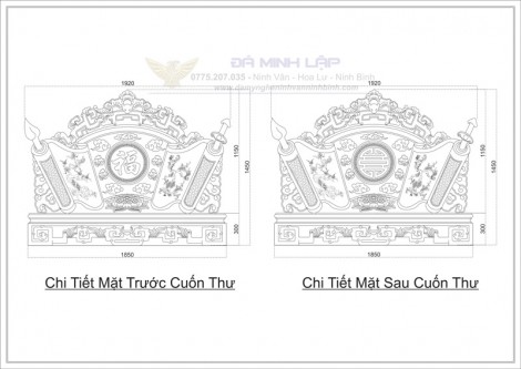 Bản Vẽ Cuốn Thư Đá BVCT14