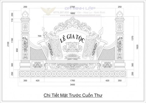 Bản Vẽ Cuốn Thư Đá BVCT16