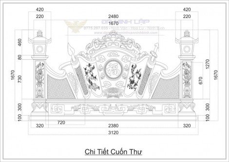 Bản Vẽ Cuốn Thư Đá BVCT18