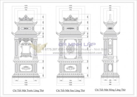 Bản vẽ chi tiết lăng thờ đá BVLT10