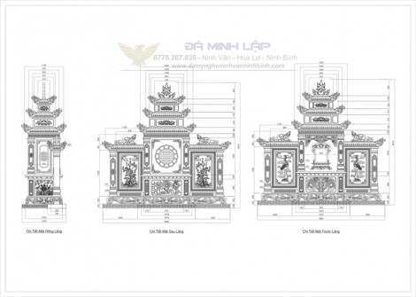 Bản vẽ chi tiết lăng thờ đá BVLT6