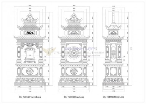 Bản vẽ chi tiết lăng thờ đá BVLT7