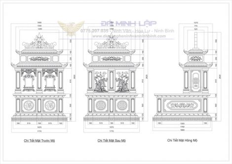 Bản vẽ chi tiết mộ đá BVM1