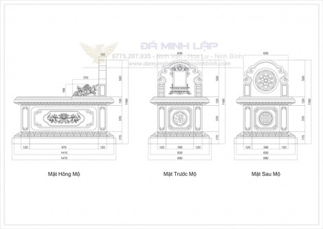 Bản vẽ chi tiết mộ đá BVM6