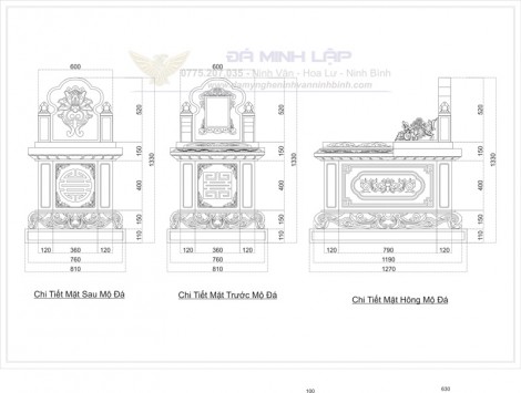 Bản vẽ chi tiết mộ đá BVM7