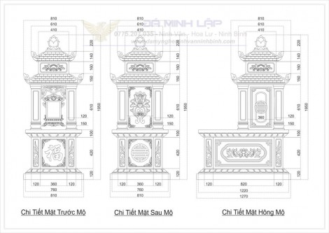 Bản vẽ chi tiết mộ đá BVM8