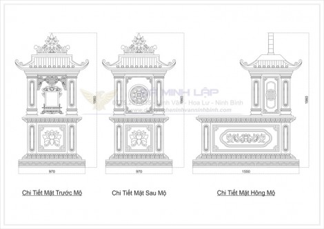 Bản vẽ chi tiết mộ đá BVM9