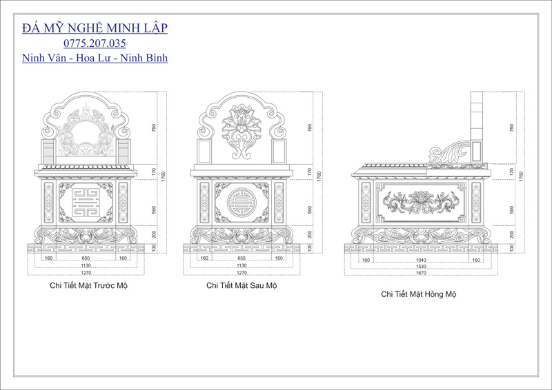 Bản vẽ chi tiết mộ đá tam sơn 1