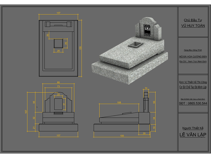 bản vẽ mộ đá hoa cương