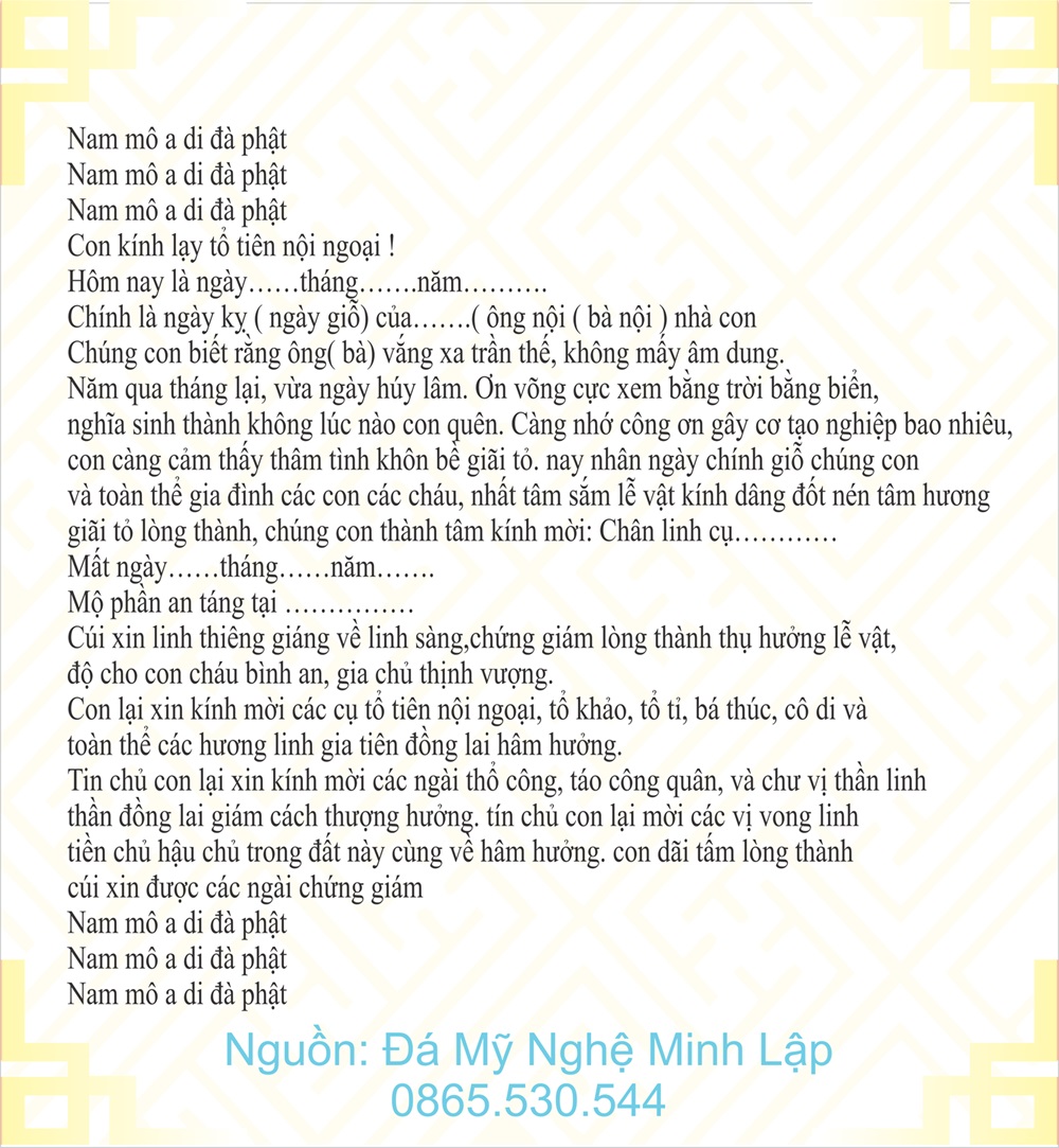 bài cúng giỗ ông bà nội