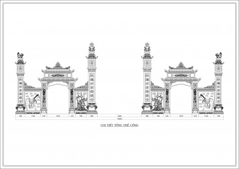 Bản Vẽ Chi Tiết Cổng Đá BVC6