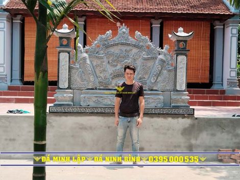 Cuốn thư đá xanh Ninh Bình chạm khắc đẹp, chuẩn phong thủy