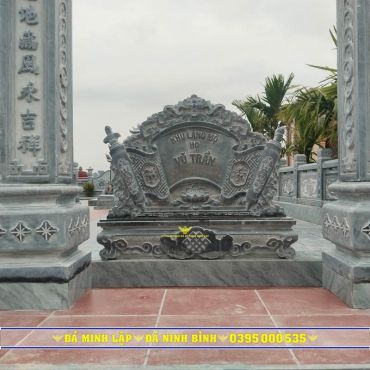 Mẫu Cuốn Thư Đá Xanh Đen Khắc Tên Gia Tộc Gọn Đẹp CT7