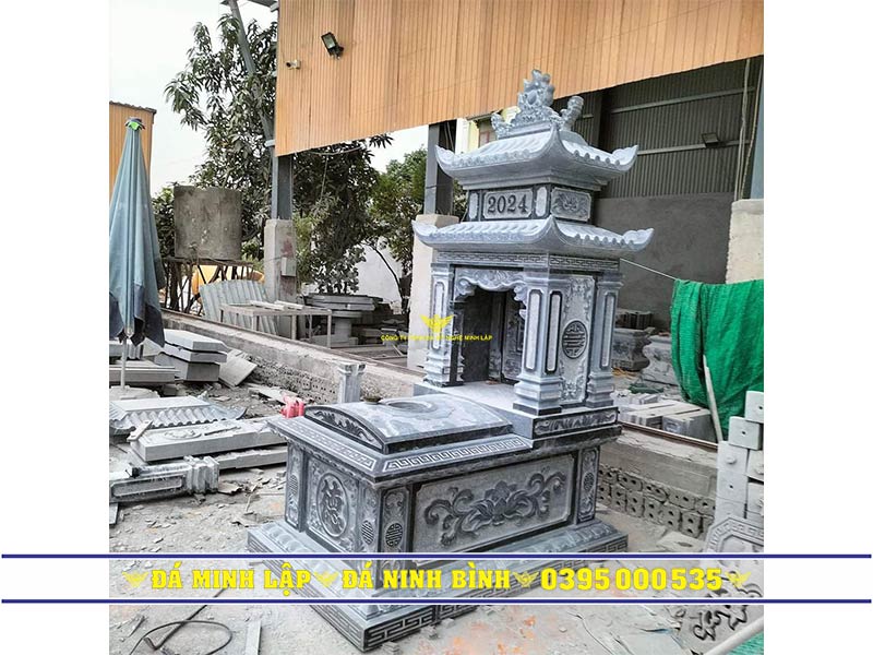 chất liệu đá tự nhiên làm mộ đá 2 mái đá xanh ninh bình làm mộ đá 2 mái