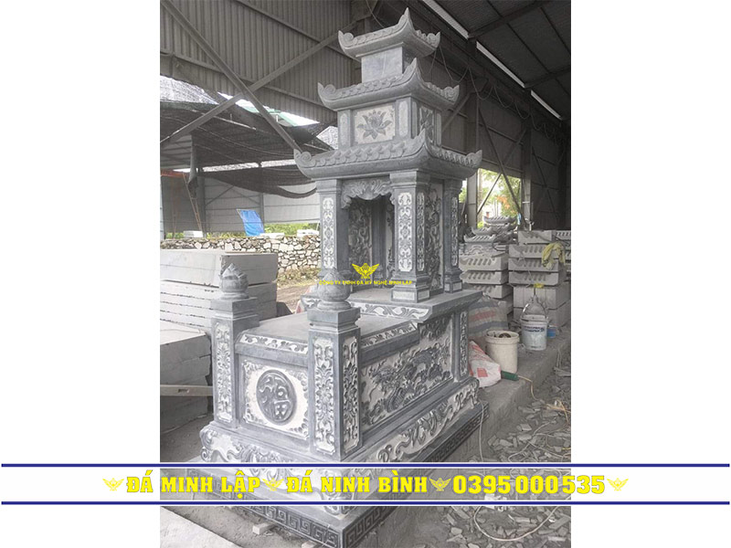 chất liệu đá tự nhiên làm mộ đá 3 mái đá xanh ninh bình làm mộ đá 3 mái