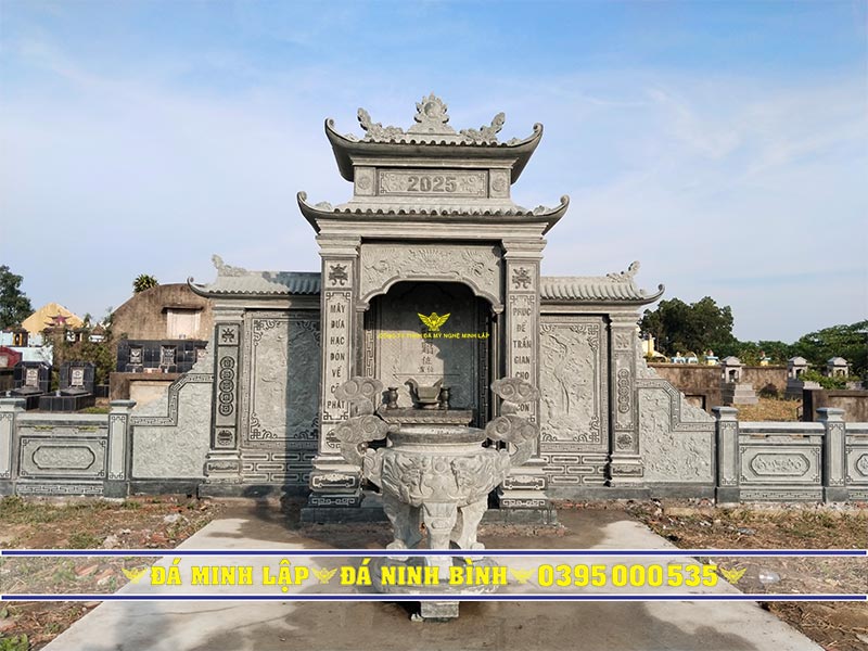 hạng mục đỉnh hương đá và bát hương đá xanh rêu cao cấp tại phú thọ