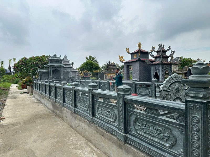 Hàng rào đá khu lăng mộ tường rào nghĩa trang