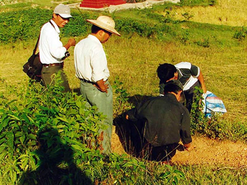 khảo sát địa hình lắp mộ đá