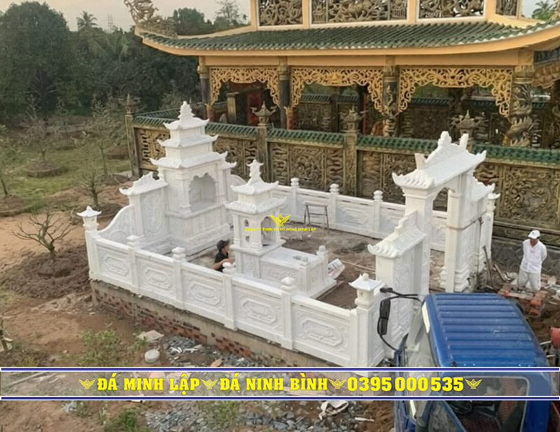Khu lăng mộ đá trắng nguyên khối tự nhiên trang nhã thanh khiết