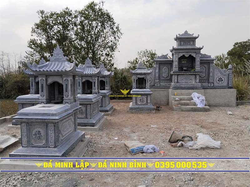 Khu mộ đá có mái đẹp hoàn thiện thực tế tại Ninh Bình