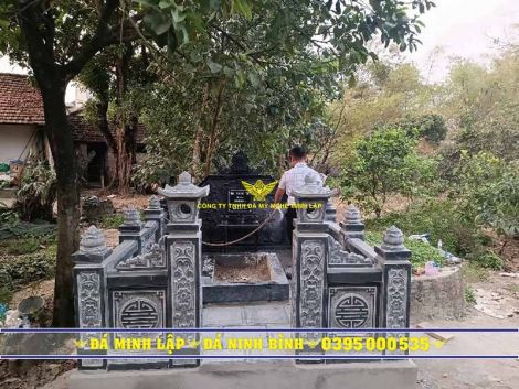Lan Can Đá 1 - Mẫu Lan Can Đá Xanh Đen Chữ Thọ Cao 69cm Tinh Xảo