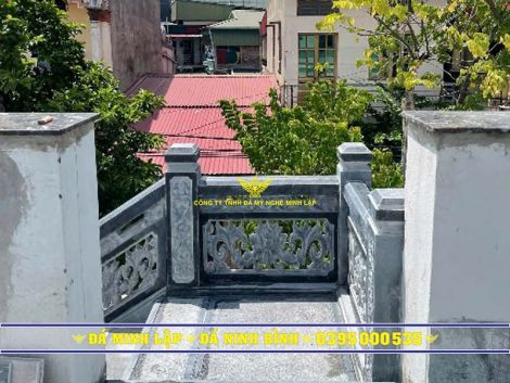 Lan can đá xanh đen thông phong sen hóa - mẫu 11