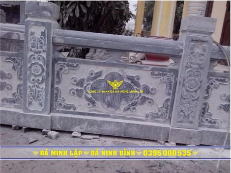 Lan Can Đá Xanh Đen Chữ Thọ Cổ Dơi Hóa Cao 81cm - Mẫu 9