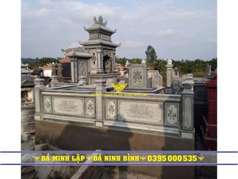 Lan can đá xanh rêu bưng sen cách điệu chữ Thọ Đỉnh cao 75cm - Mẫu 19