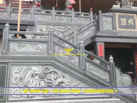 Lan Can Đá Xanh Rêu Tứ Quý Cao 1m Cho Nhà Thờ, Lăng Mộ, Đình Chùa - Mẫu 8