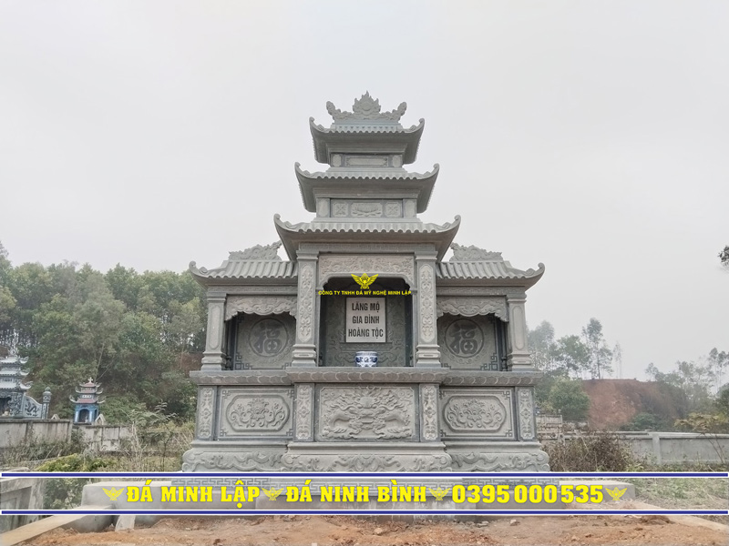 Lăng thờ đá tam quan lăng thờ chung long đình bằng đá xanh rêu