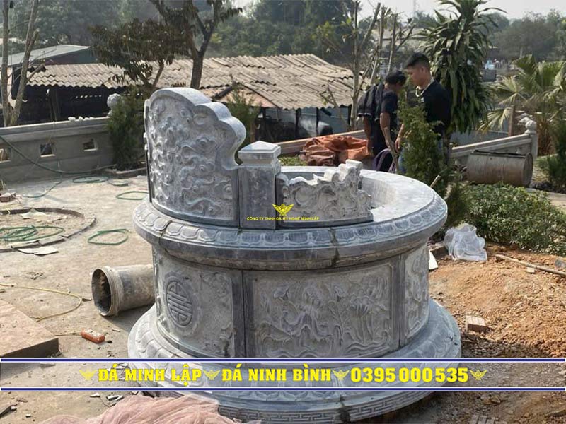 Thi công lắp đặt lăng mộ đá tròn tổ cho khách hàng trên toàn quốc