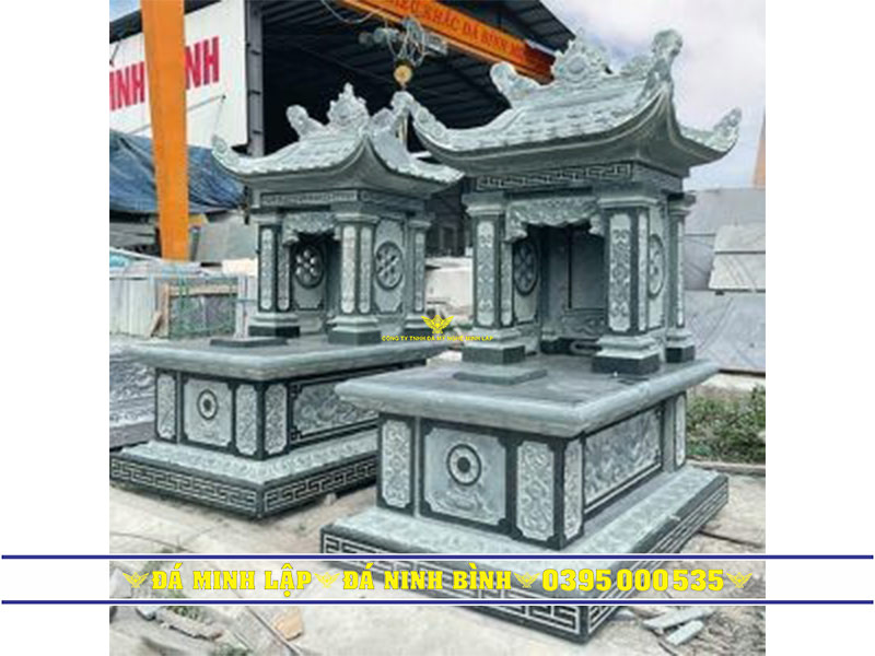Mẫu mộ đá một mái xanh rêu Ninh Bình chế tác bởi Minh Lập