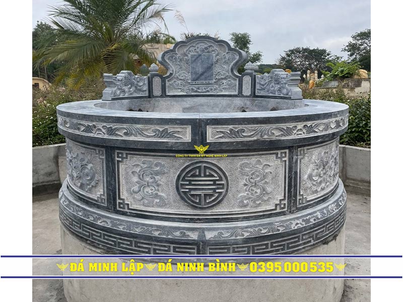 Mẫu mộ đá tròn đẹp nguyên khối chế tác tinh xảo tại Ninh Bình