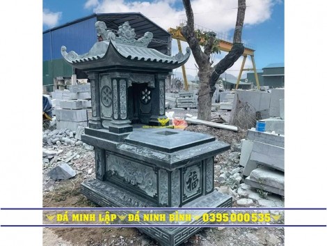 Mộ đá 1 mái bằng đá xanh Ninh Bình đẹp, đơn giản