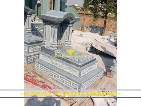 Mộ đá tam cấp mẫu 17 - Xanh rêu mái vòm