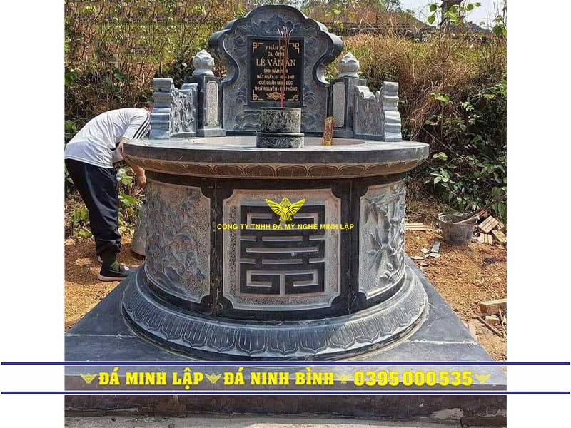 Mẫu mộ đá tròn phong thủy tâm linh hấp thụ sinh khí địa mạch
