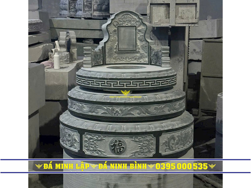 Mộ tròn bằng đá xanh rêu cao cấp chạm khắc hoa văn tinh tế