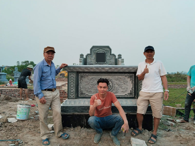 mộ đá tam sơn xanh rêu đá Minh Lập