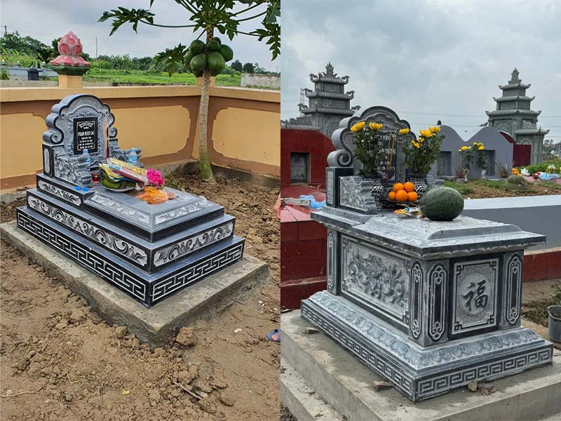 so sánh các loại mộ đá xây và mộ đá nguyên khối