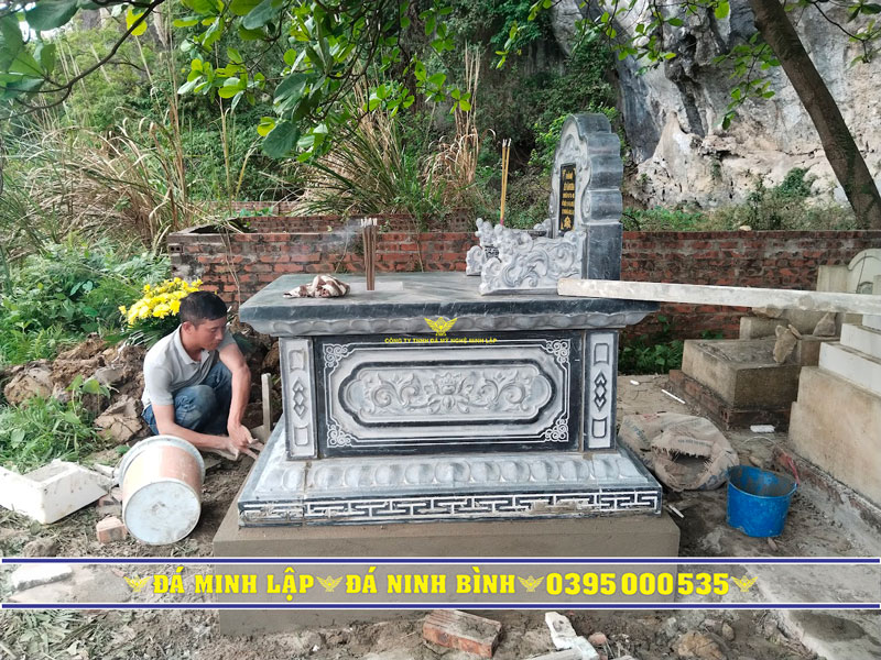 thi công thực tế mộ đá đơn tại ninh bình