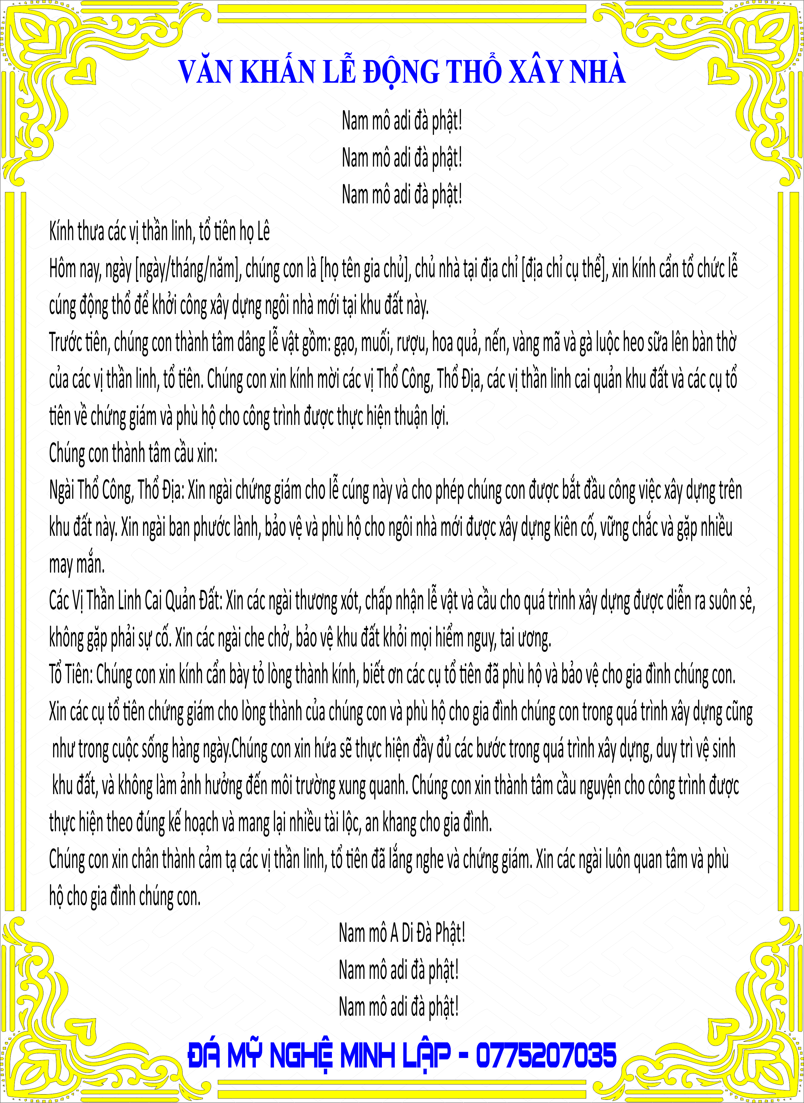 Bài Cúng Động Thổ Xây Nhà