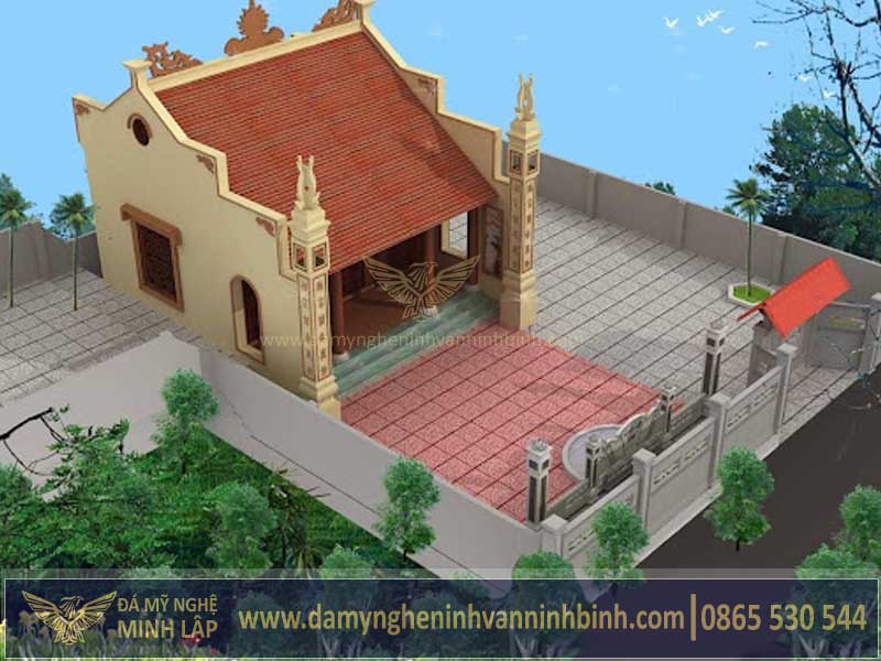 3d phối cảnh nhà thờ họ 1 gian đẹp, tiết kiệm chi phí