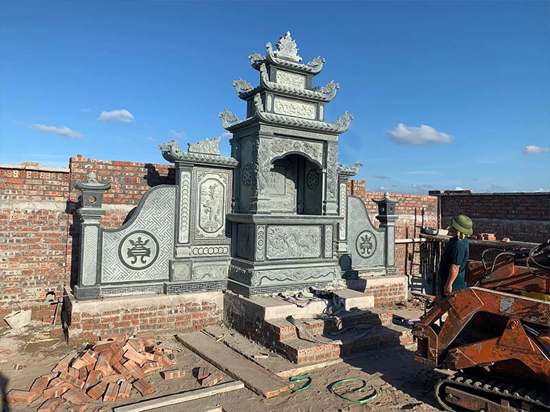 Lăng mộ đá xanh rêu cao cấp đá Ninh Bình