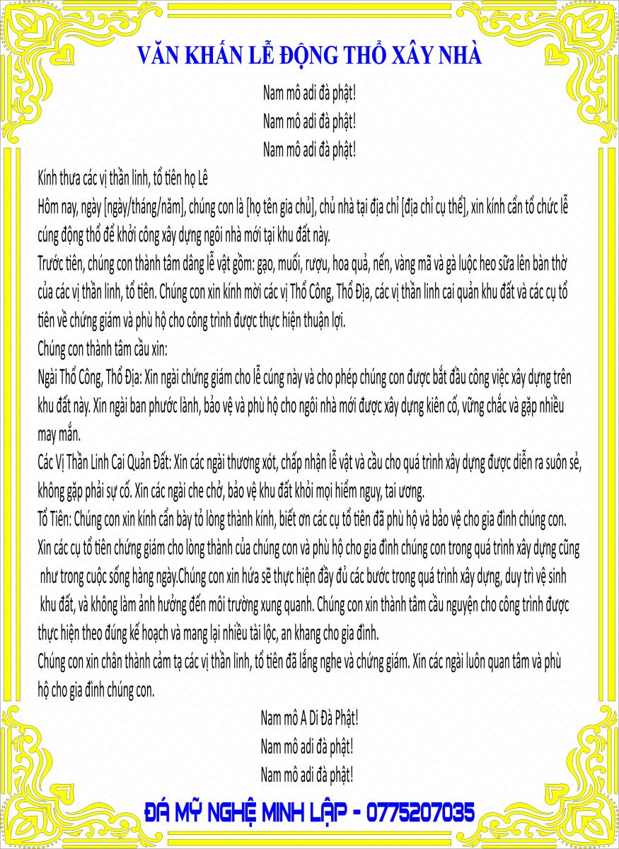 văn khấn bài cúng lễ động thổ xây nhà 1