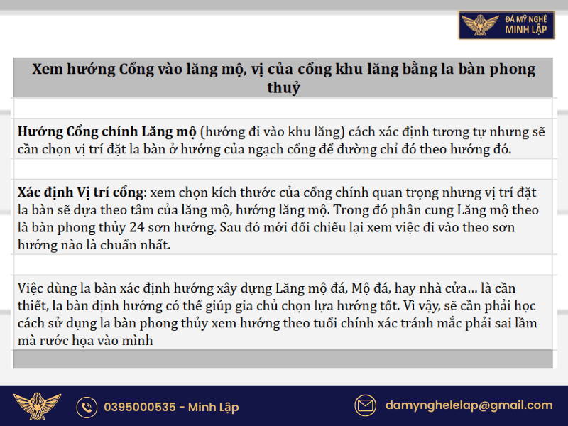 Xem hướng Cổng vào lăng mộ, vị của cổng khu lăng bằng la bàn phong thuỷ